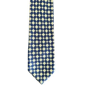 Vintage Paolo Gucci 100% Silk Neck Tie Yellow Blue Geometric Made In Italy